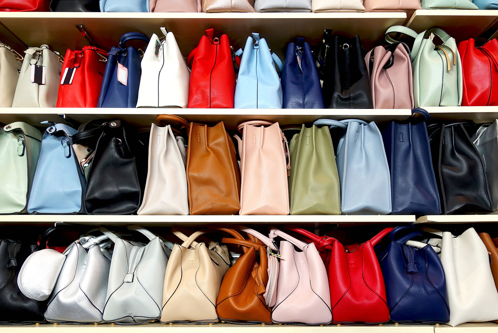 Multicolored women’s handbags